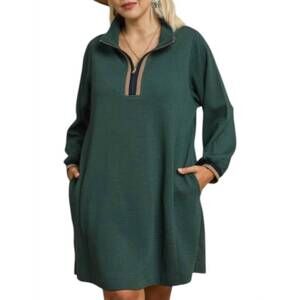 NEW STYLE USA quarter zip dress in green